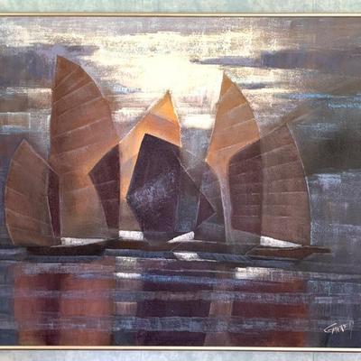 Mid century painting signed Garrett