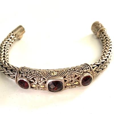 Sterling link bracelet w/ 18 k accents  marked BJC, Samuel Benham