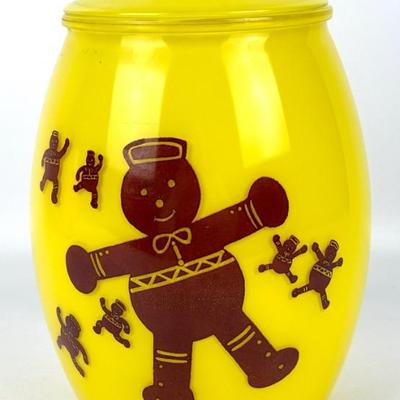 #87 • Bartlett Collins Yellow Glass Gingerbread Man Cookie Jar 1950's
https://www.lux.bid