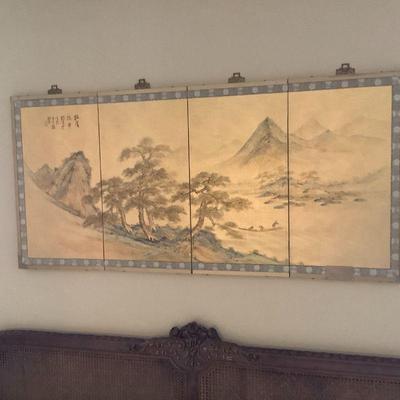 Asian 4 panel silk screen