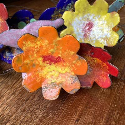 Copper enameled art flowers