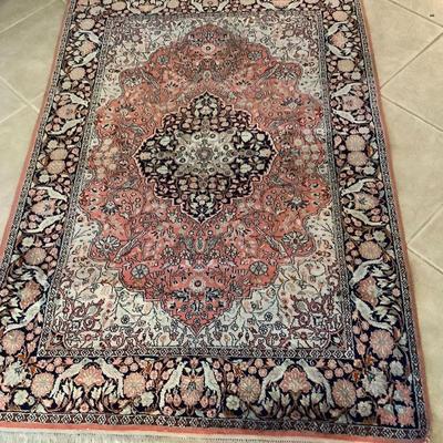 1970s Indian Kashmir Roman Hand-knotted On Cotton Foundation With Fine Silk Pile 