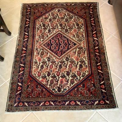 1950s Persian Borujerd Rug Hand Knotted On Bottom With Wool Pile & All Natural Dyes, Boteh Design