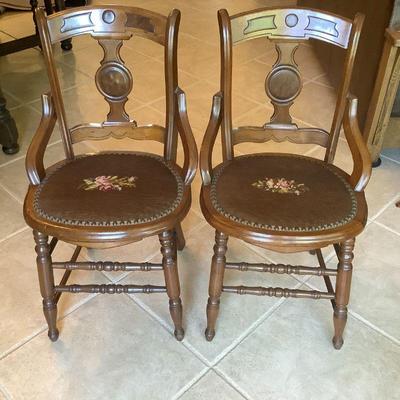 Antique Eastlake Victorian Needlepoint Chairs