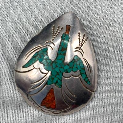 A Nezzie signed Sterling, coral and turquoise