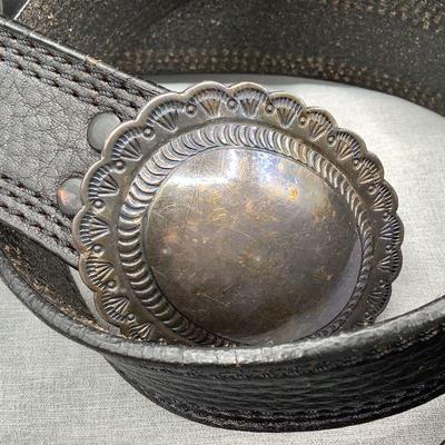 Sterling Silver Marcella James Navajo belt on John Deere leather