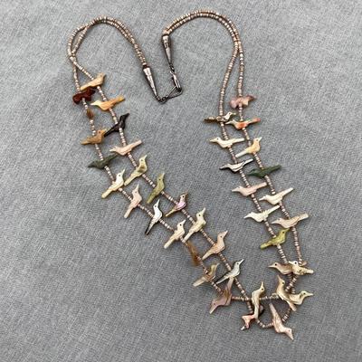 Zuni stone fetish double strand necklace