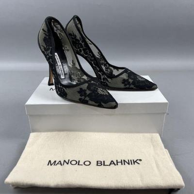 Lot 44 | Manolo Blahnik Sheer Lace Stilettos Size 36

