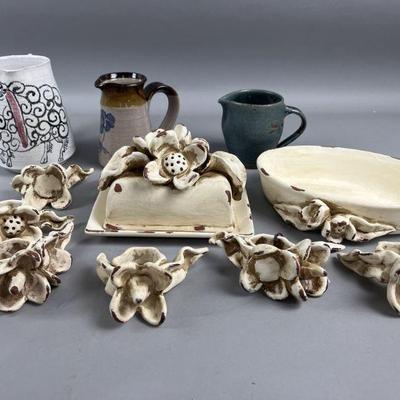 Lot 137 | Napkin Rings, Cheese Plate & Dish & Pitchers
