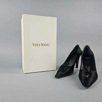 Lot 208 | Vintage Vera Wang Size 6.5 Satin Black Heels

