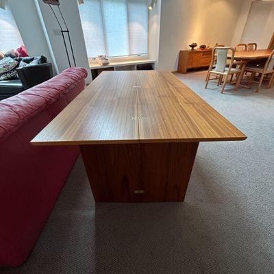 Mid Century Teak Convertible Foyer Entry Console Dining Table
