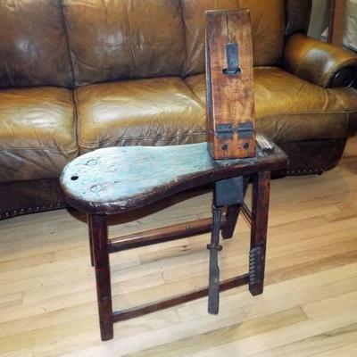 ANTIQUE FERRIER'S TACK SADDLE BENCH