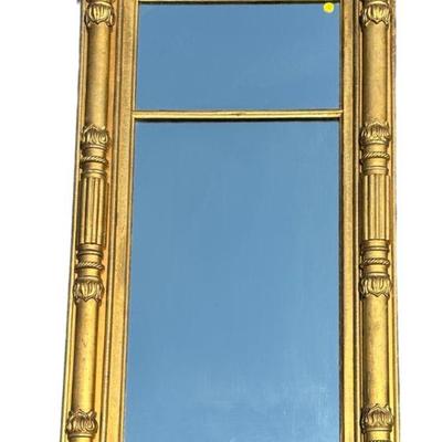ANTIQUE CARVED GILTWOOD TRUMEAU MIRROR