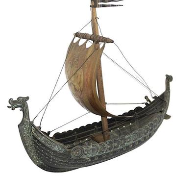 EDWARD AAGAARD BRONZE VIKING SHIP COPENHAGEN IRON ART