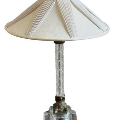 VINTAGE CRYSTAL CORINTHIAN COLUMN TABLE LAMP