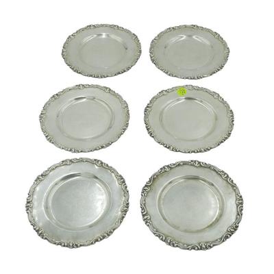 6 PERUVIAN CAMUSSO STERLING DESSERT PLATES