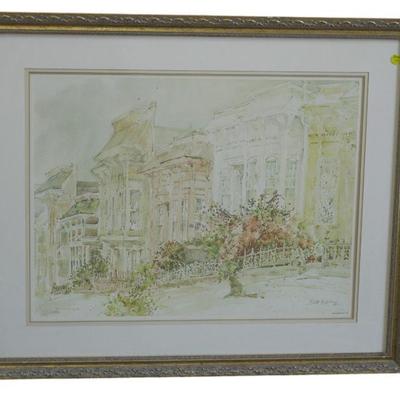 LARGE WATERCOLOR PRINT BETH EIDELBERG (1933-2018)