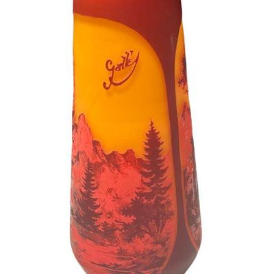 CAMEO GLASS REDS LANDSCAPE SIGNED GALLE