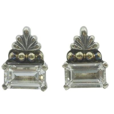LAGOS CAVIAR WHITE TOPAZ 18K & STERLING EARRINGS