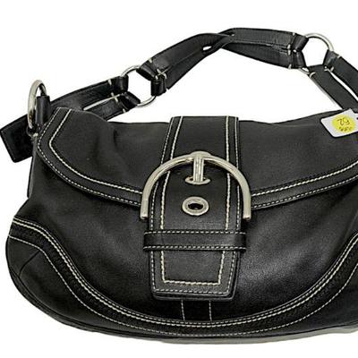 GENUINE BLACK LEATHER COACH SHOULDER BAG