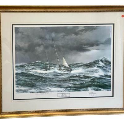 MARITIME MONTAGUE DAWSON HORN ABEAM SIGNED LITHO