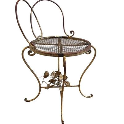 VINTAGE ITALIAN REGENCY GILT METAL VANITY CHAIR