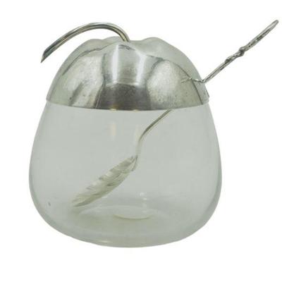 MCM GORHAM STERLING & GLASS PEAR HONEY POT
