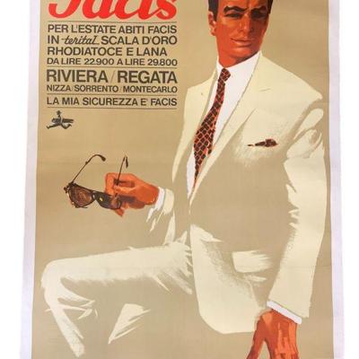 ITALIAN 1964 MENS FASHION POSTER FACIS