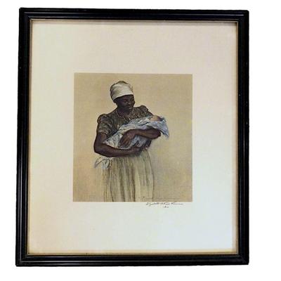 FRAMED SIGNED ELIZABETH O'NEILL VERNER PRINT, TITLE "BLUE BABY"