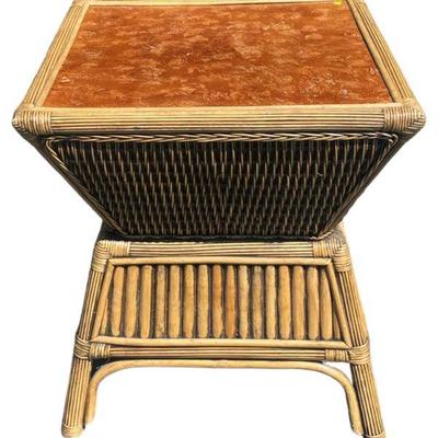 MCM BAMBOO RATTAN TABLE
