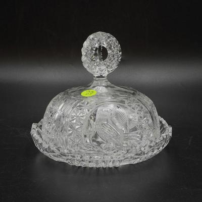 CUT AND ETCHED CRYSTAL CHEESE DOME BIRDS