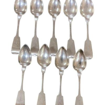 9 HIXSON ANTIQUE AMERICAN COIN SILVER SPOONS