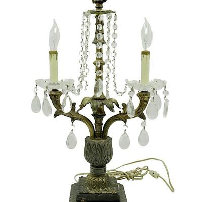 MID CENTURY ITALIAN CANDELABRA LAMP MARBLE BASE