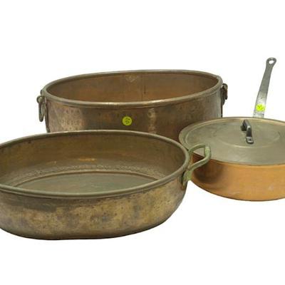 3 pc ANTIQUE / VINTAGE COPPER COOKWARE