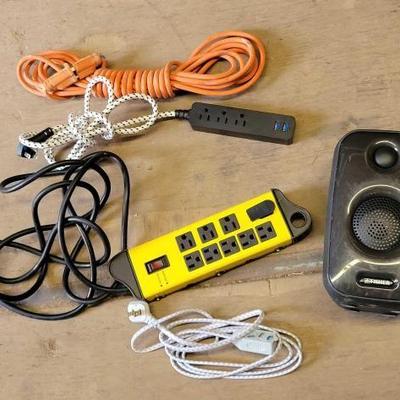 #3034 • (3) Extention Cords and Fisher Speaker
