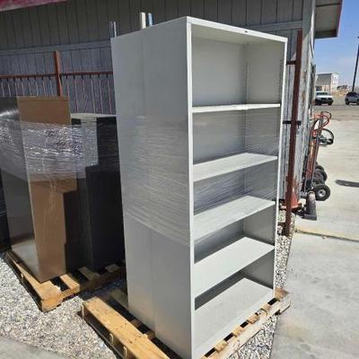 #80422 • (2) Hon Metal Book Shelves and (1) Locker
