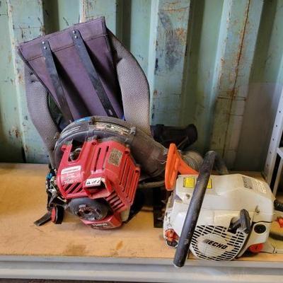 #3032 • Troy Bilt Backpack Blower & Echo Chainsaw
