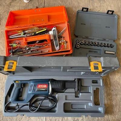 #9018 • Ryobi Sawzall, Craftsman Socket Set & Tool Box
