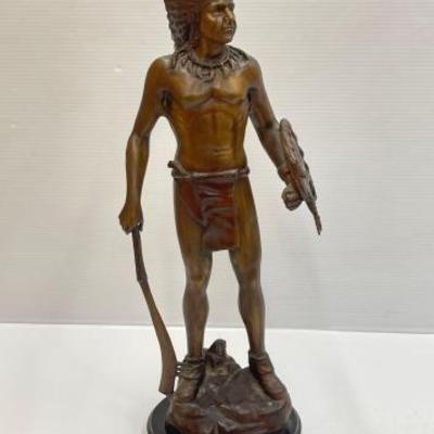 #1814 • Metal Native American Warrior Sculpture
