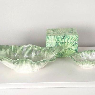 Fitz and Floyd Leaf Bowls and Leafy Recipe Box