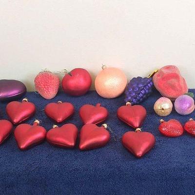 Christopher Radko And Radko Style Ornaments Fruit And Hearts