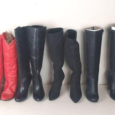 Boots Size 6 Womens 4 Pairs. 3 Faix Leather One Fabric
