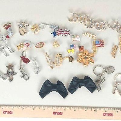 Brooches, Pins, Keychains Collection 30+ Items