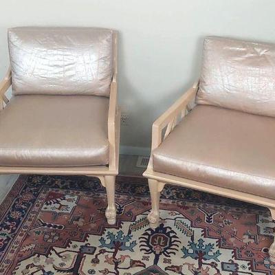 Pair Of Unique Chairs With Removable Fabric Cushion