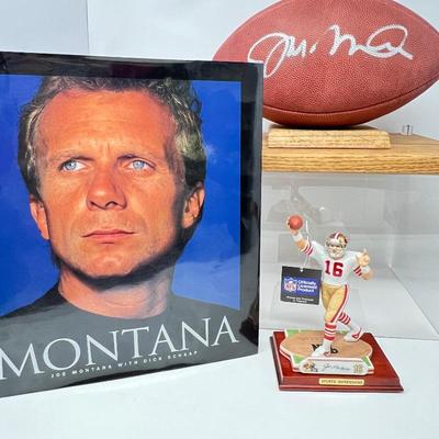  Mesmerizing Joe Montana Hardback Book, 1990 Signed Super Bowl Football, 7" Porcelain Figure