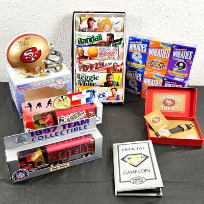 San Francisco 49ers Football Collection Including Fossil Watch NIB & 49ers Silver Official Game Coin & More!
