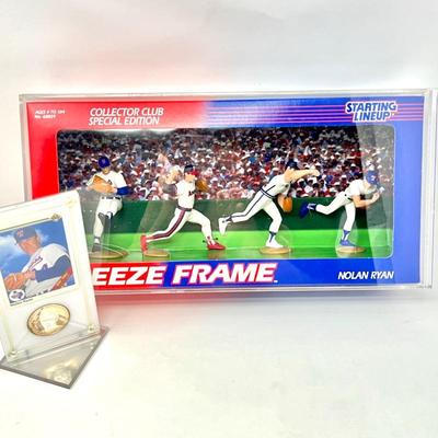 Pure 999 Fine Sterling Silver Nolan Ryan 1990's Baseball Medallion in Case, NEW Starting Lineup Collectible Figures