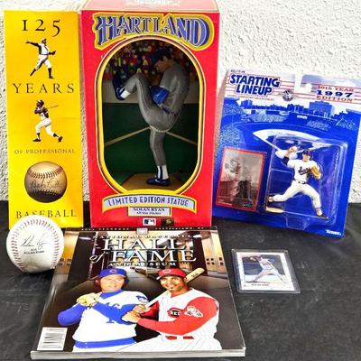Nolan Ryan & Baseball Fan's Lot- 9" Figurine NIB - Starting Lineup Figurine w/ Hologram Card- 2012 HOF Yearbook