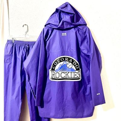 Purple Colorado Rockies Mirage Rain Suit- Waterproof Jacket/Raincoat with Pants in Size Med