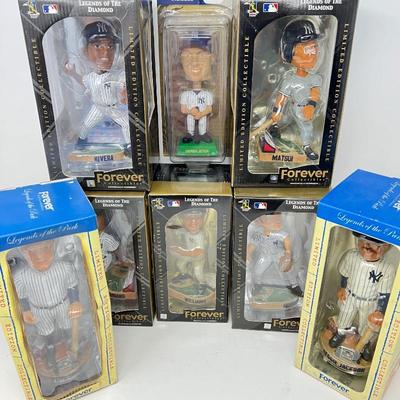 Eight New York Yankees Baseball Players Bobble Heads & Figures